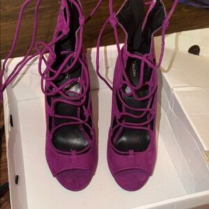 Aldo Women's Purple Lace-Up Heels